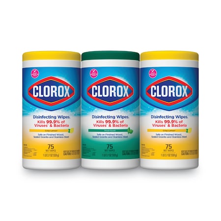 Clorox Disinfecting Wipes, Value Pack, Bleach Free Cleaning Wipes, 1-Ply, 7x8, White, 75 Wipes, PK3 30208PK